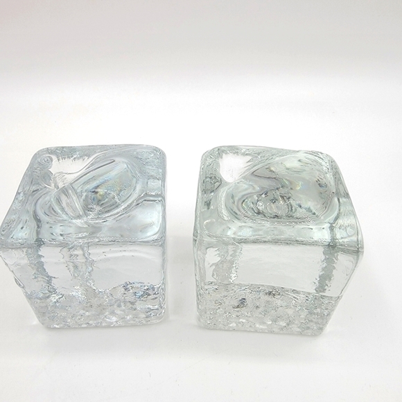 VINTAGE Swedish square cube art glass Solifluer bud vases - Picture 1 of 6